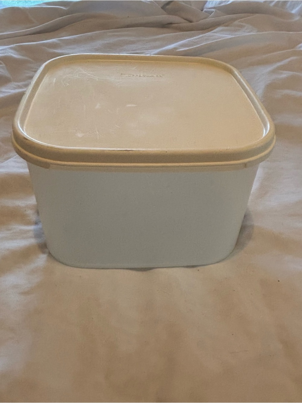 Vintage Tupperware Modular Mates White Base with Beige Lid Storage Container